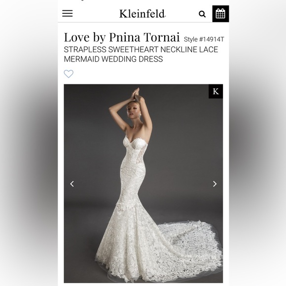 Love by Pnina Tornai lace strapless mermaid gown Style #14914T - Picture 2 of 15